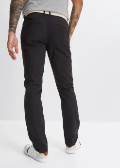Pantalon chino droit avec taille élastique et ceinture, regular