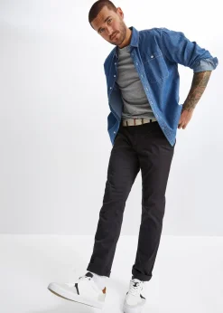 Pantalon chino droit avec taille élastique et ceinture, regular