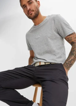 Pantalon chino droit avec taille élastique et ceinture, regular
