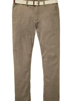 Pantalon chino droit avec taille élastique et ceinture, regular