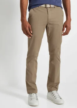 Pantalon chino droit avec taille élastique et ceinture, regular