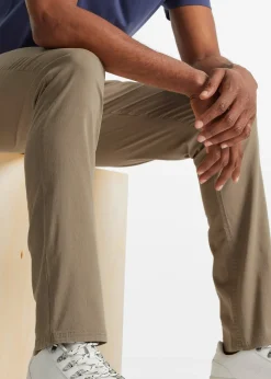 Pantalon chino droit avec taille élastique et ceinture, regular