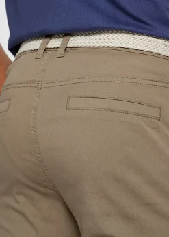Pantalon chino droit avec taille élastique et ceinture, regular