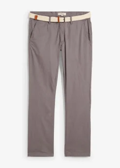 Pantalon chino droit avec taille élastique et ceinture, regular
