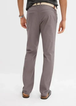 Pantalon chino droit avec taille élastique et ceinture, regular