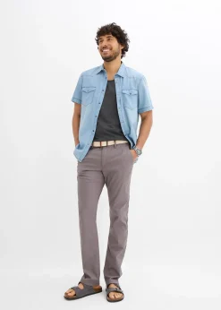 Pantalon chino droit avec taille élastique et ceinture, regular