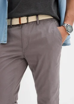 Pantalon chino droit avec taille élastique et ceinture, regular