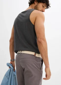 Pantalon chino droit avec taille élastique et ceinture, regular