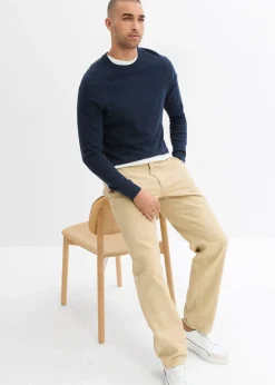 Pantalon chino droit et ample, 100% coton