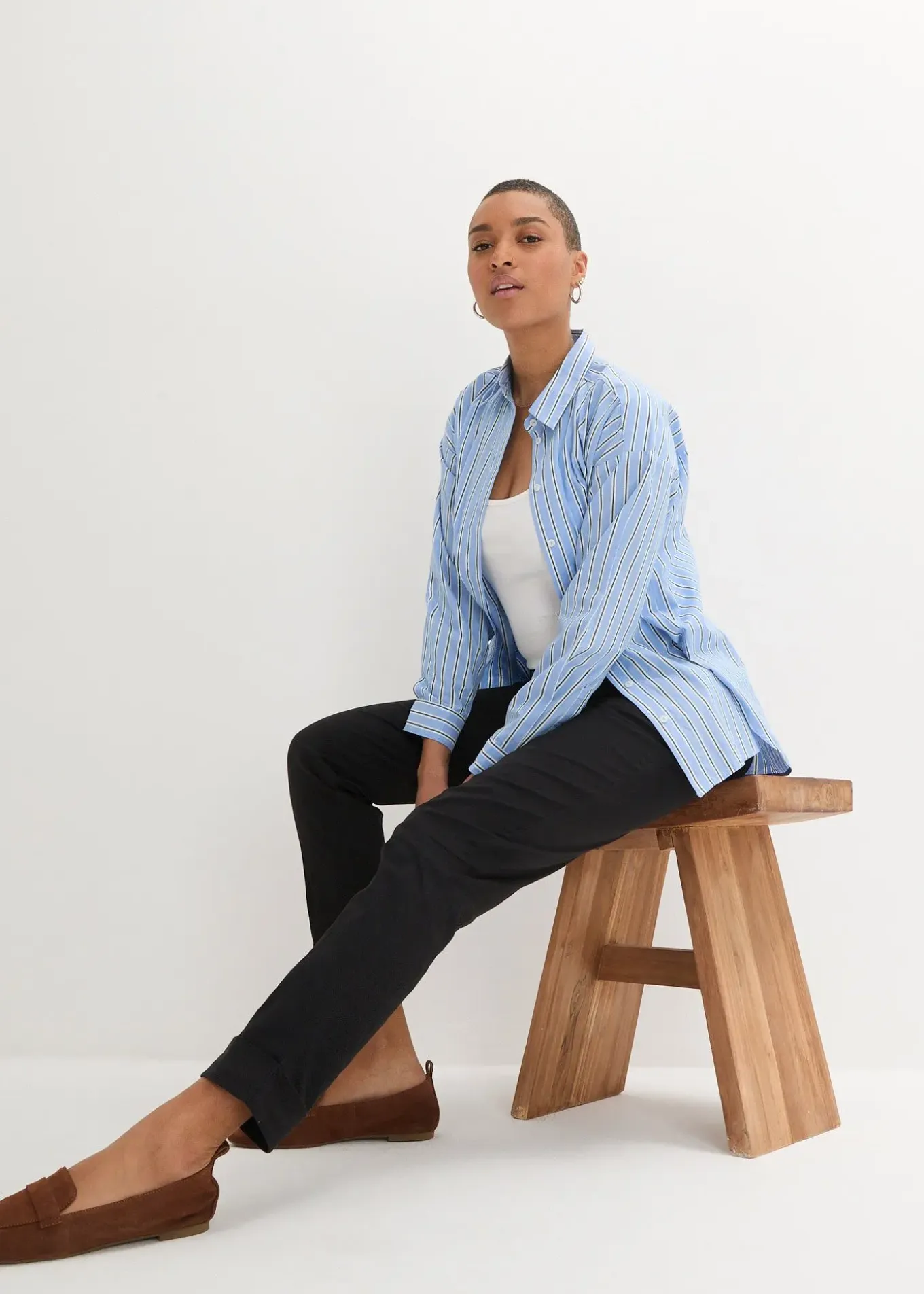 Pantalon chino en coton, longueur cheville