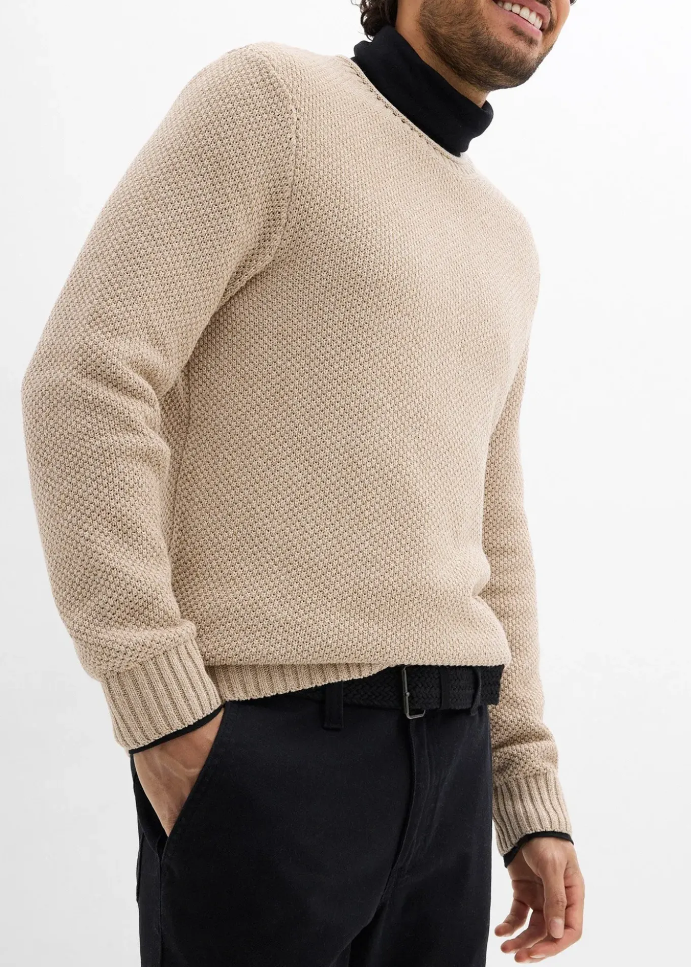 Pantalon chino extensible regular avec taille élastique et ceinture, droit