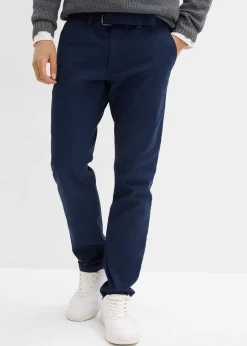 Pantalon chino extensible regular avec taille élastique et ceinture, droit