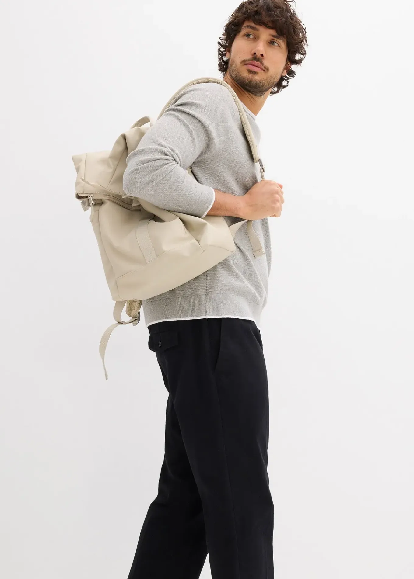 Pantalon chino loose 100% coton, taille élastiquée