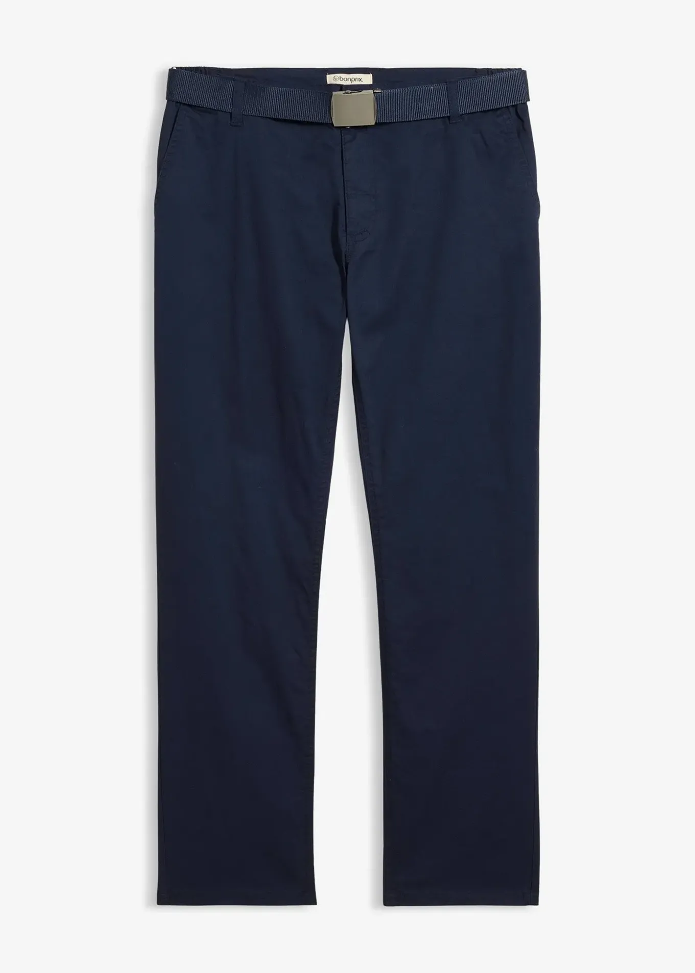 Pantalon chino regular avec ceinture, taille élastiquée, droit