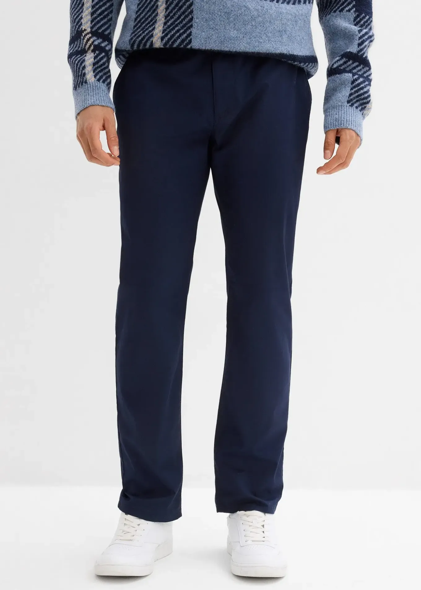 Pantalon chino regular avec ceinture, taille élastiquée, droit
