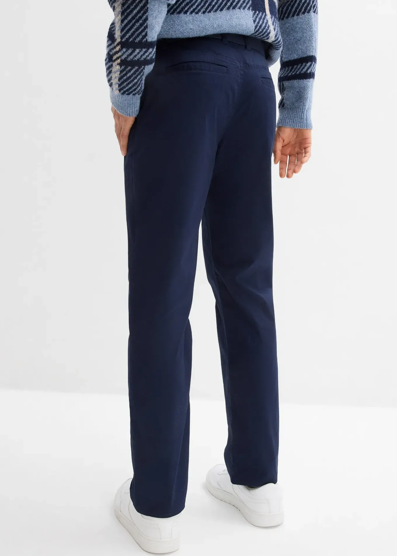 Pantalon chino regular avec ceinture, taille élastiquée, droit