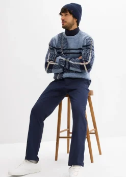 Pantalon chino regular avec ceinture, taille élastiquée, droit