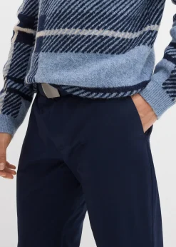 Pantalon chino regular avec ceinture, taille élastiquée, droit