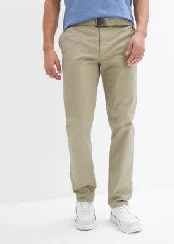 Pantalon chino regular avec ceinture, taille élastiquée, droit
