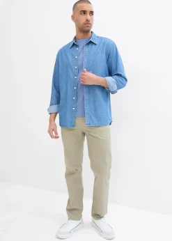 Pantalon chino regular avec ceinture, taille élastiquée, droit