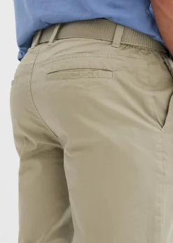 Pantalon chino regular avec ceinture, taille élastiquée, droit