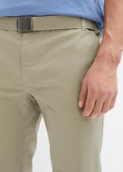 Pantalon chino regular avec ceinture, taille élastiquée, droit
