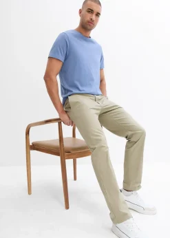 Pantalon chino regular avec ceinture, taille élastiquée, droit