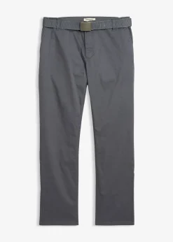Pantalon chino regular avec ceinture, taille élastiquée, droit