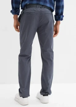 Pantalon chino regular avec ceinture, taille élastiquée, droit