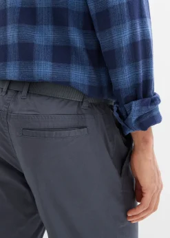 Pantalon chino regular avec ceinture, taille élastiquée, droit
