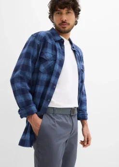 Pantalon chino regular avec ceinture, taille élastiquée, droit