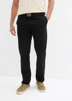 Pantalon chino regular avec ceinture, taille élastiquée, droit