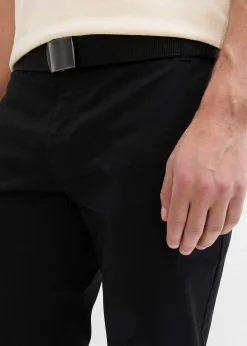 Pantalon chino regular avec ceinture, taille élastiquée, droit