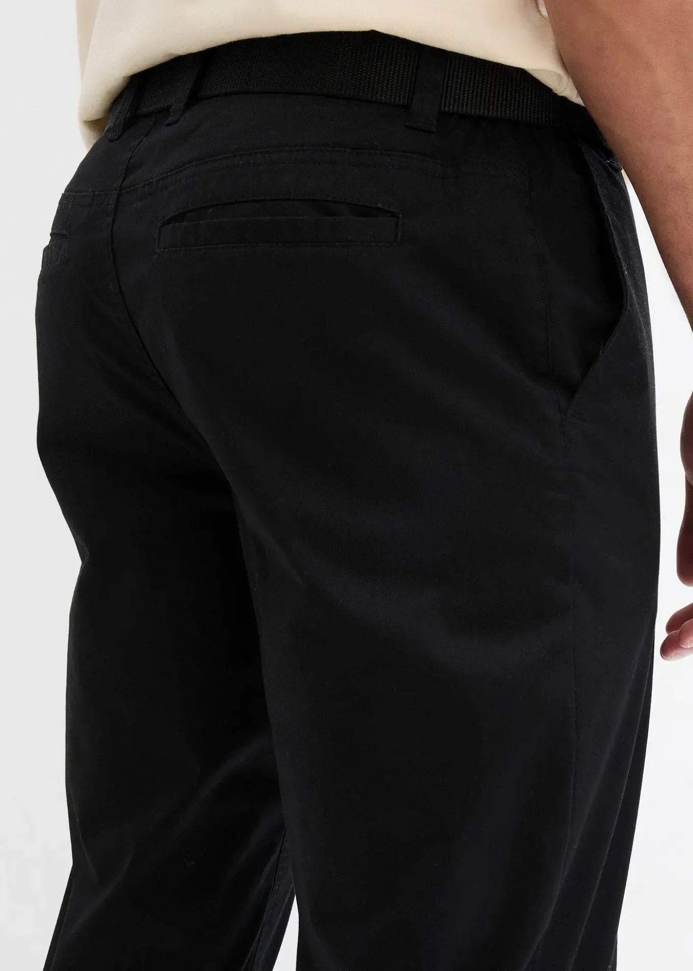 Pantalon chino regular avec ceinture, taille élastiquée, droit
