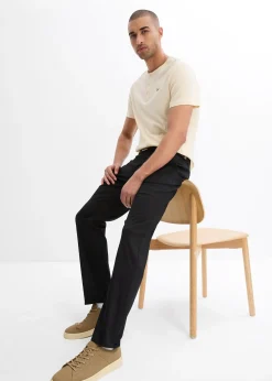 Pantalon chino regular avec ceinture, taille élastiquée, droit