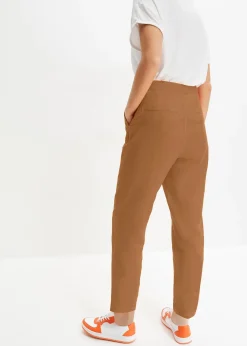 Pantalon cropped taille haute en lin et viscose