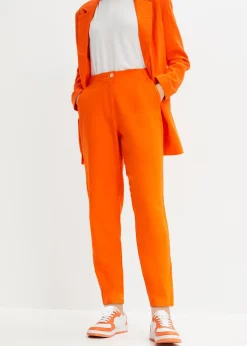 Pantalon cropped taille haute en lin et viscose