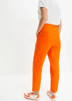 Pantalon cropped taille haute en lin et viscose