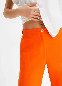 Pantalon cropped taille haute en lin et viscose