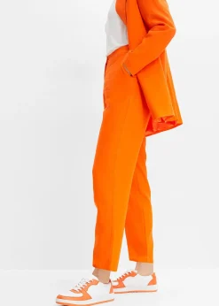 Pantalon cropped taille haute en lin et viscose