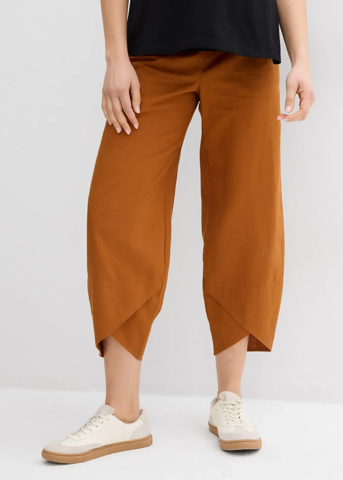 Pantalon de grossesse avec bandeau, en lin et coton