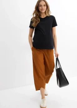 Pantalon de grossesse avec bandeau, en lin et coton