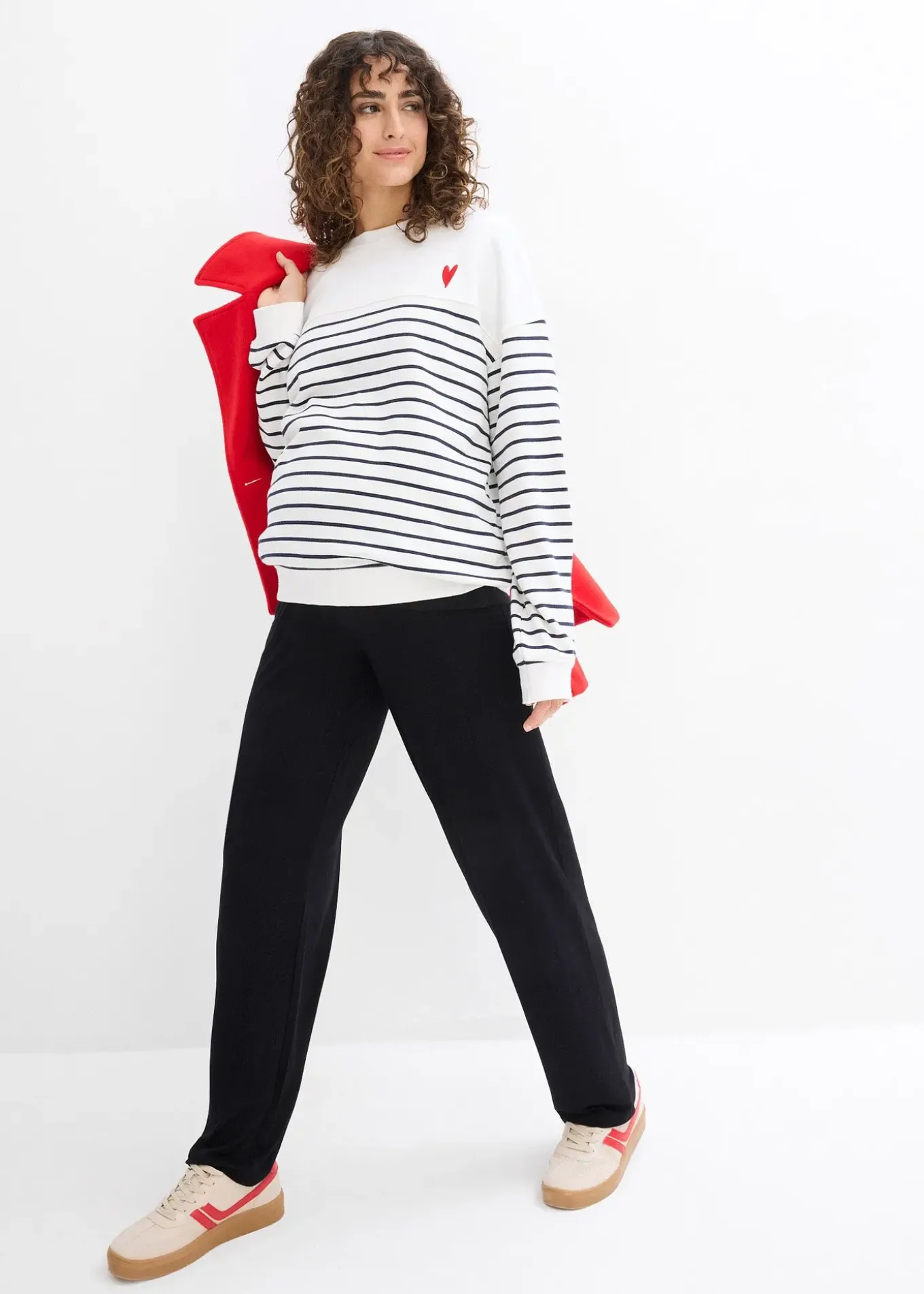 Pantalon de grossesse en jersey, ceinture smockée, coupe droite