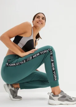 Pantalon de jogging avec finitions bord-côtes et imprimé