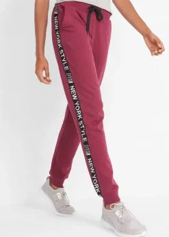 Pantalon de jogging avec finitions bord-côtes et imprimé