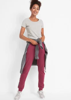 Pantalon de jogging avec finitions bord-côtes et imprimé