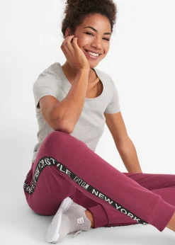 Pantalon de jogging avec finitions bord-côtes et imprimé