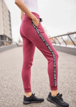 Pantalon de jogging avec finitions bord-côtes et imprimé