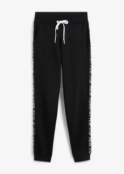 Pantalon de jogging avec finitions bord-côtes et imprimé