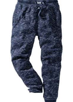 Pantalon de jogging chiné à finitions côtelées